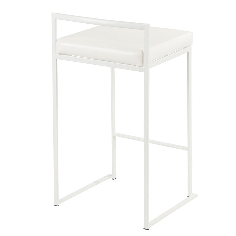 LumiSource Fuji 31in Counter Stool Set of 2 | Contemporary White Metal Frame with White PU Leather Seat | Kitchen Island | Model B26-FUJIW-W2