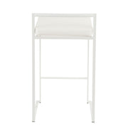LumiSource Fuji 31in Counter Stool Set of 2 | Contemporary White Metal Frame with White PU Leather Seat | Kitchen Island | Model B26-FUJIW-W2