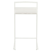 LumiSource Fuji 31in Counter Stool Set of 2 | Contemporary White Metal Frame with White PU Leather Seat | Kitchen Island | Model B26-FUJIW-W2