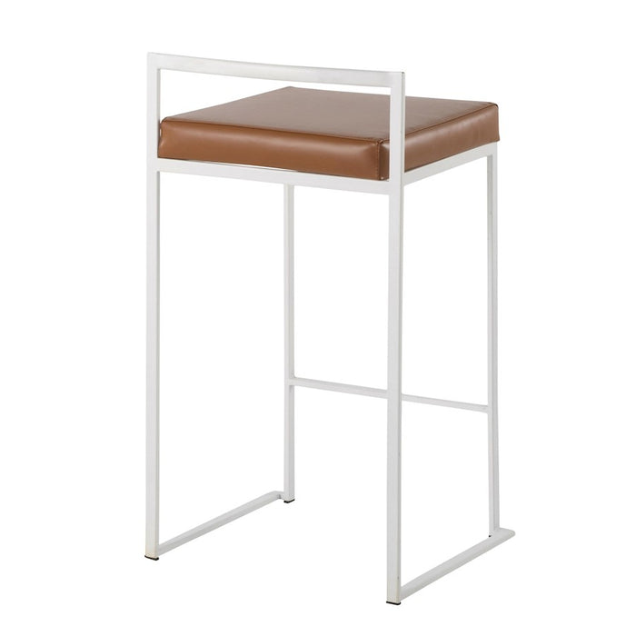 LumiSource Fuji Stacker Counter Stool, Set of 2, White/Camel