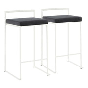 LumiSource Fuji 31in Counter Stool Set of 2 | Contemporary White Metal Frame with Black Velvet Seat | Kitchen Island & Dining | Model B26-FUJIWVBK2