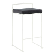 LumiSource Fuji 31in Counter Stool Set of 2 | Contemporary White Metal Frame with Black Velvet Seat | Kitchen Island & Dining | Model B26-FUJIWVBK2