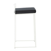 LumiSource Fuji 31in Counter Stool Set of 2 | Contemporary White Metal Frame with Black Velvet Seat | Kitchen Island & Dining | Model B26-FUJIWVBK2