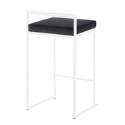 LumiSource Fuji 31in Counter Stool Set of 2 | Contemporary White Metal Frame with Black Velvet Seat | Kitchen Island & Dining | Model B26-FUJIWVBK2