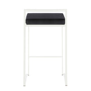 LumiSource Fuji 31in Counter Stool Set of 2 | Contemporary White Metal Frame with Black Velvet Seat | Kitchen Island & Dining | Model B26-FUJIWVBK2