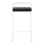 LumiSource Fuji 31in Counter Stool Set of 2 | Contemporary White Metal Frame with Black Velvet Seat | Kitchen Island & Dining | Model B26-FUJIWVBK2