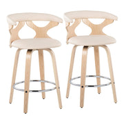 LumiSource Gardenia Counter Stool, Set/2, Natural/Cream/CH - B26-GARD2-SWVRNACR2