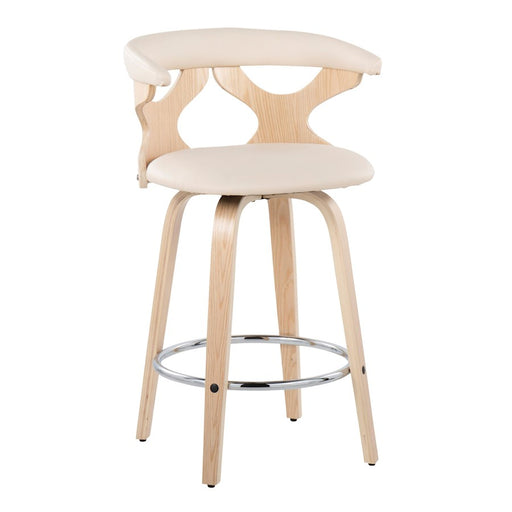LumiSource Gardenia Counter Stool, Set of 2, Natural/Cream/Chrome