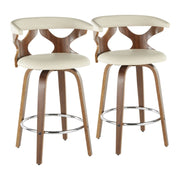 LumiSource Gardenia Counter Stool, Set/2, Walnut/Cream/CH - B26-GARD2-SWVRWLCR2