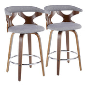 LumiSource Gardenia Counter Stool, Set/2, Walnut/GY/CH - B26-GARD2-SWVRWLLGY2