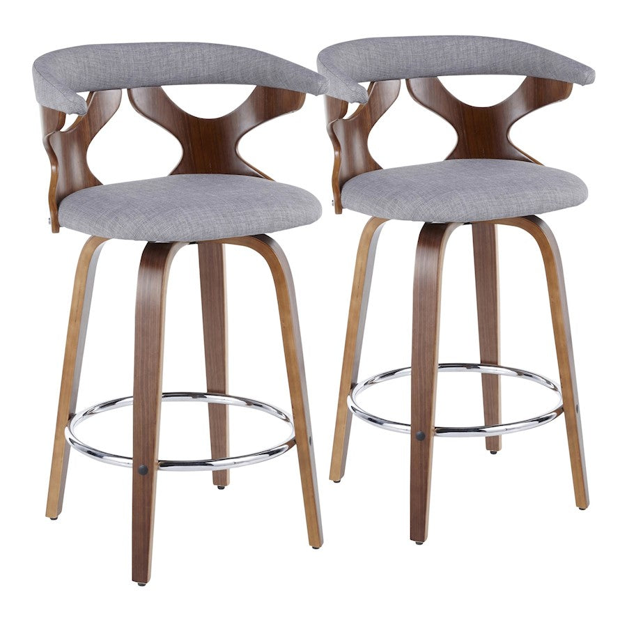 LumiSource Gardenia Counter Stool, Set/2, Walnut/GY/CH - B26-GARD2-SWVRWLLGY2