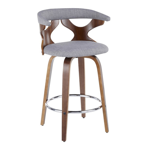 LumiSource Gardenia Counter Stool, Set of 2, Walnut/GY/Chrome