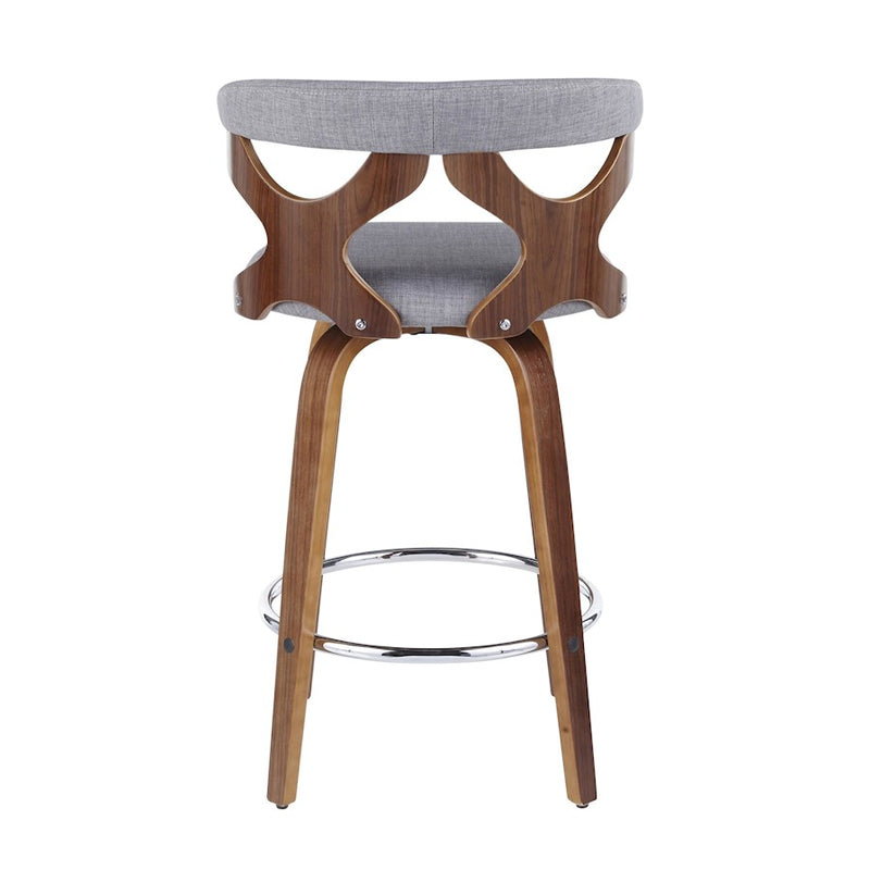 LumiSource Gardenia Counter Stool, Set of 2, Walnut/GY/Chrome