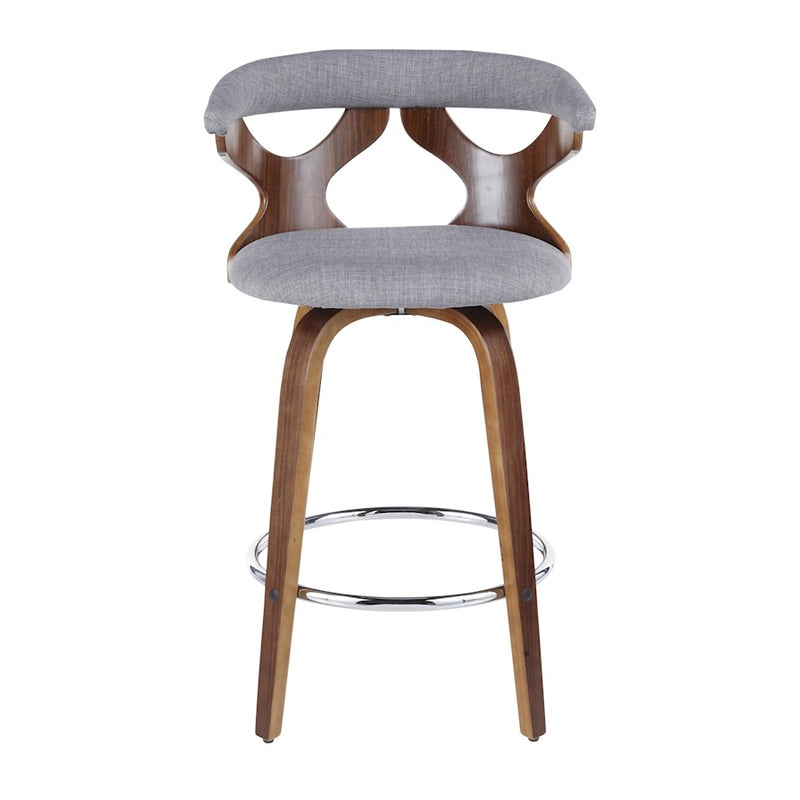 LumiSource Gardenia Counter Stool, Set of 2, Walnut/GY/Chrome