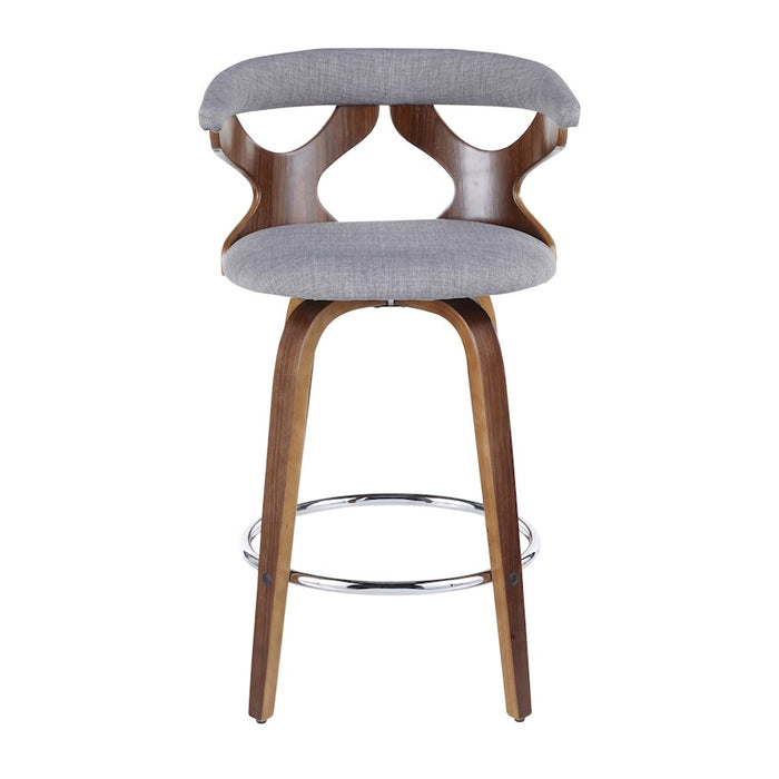 LumiSource Gardenia Counter Stool, Set of 2, Walnut/GY/Chrome