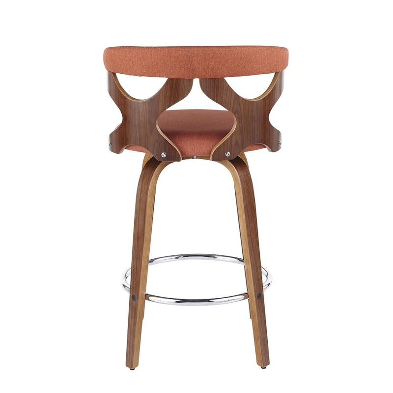 LumiSource Gardenia 26" Counter Stool, Set/2, WAL/Orange/CH