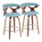 LumiSource Gardenia Counter Stool, Set/2, Walnut/Teal/CH - B26-GARD2-SWVRWLTL2