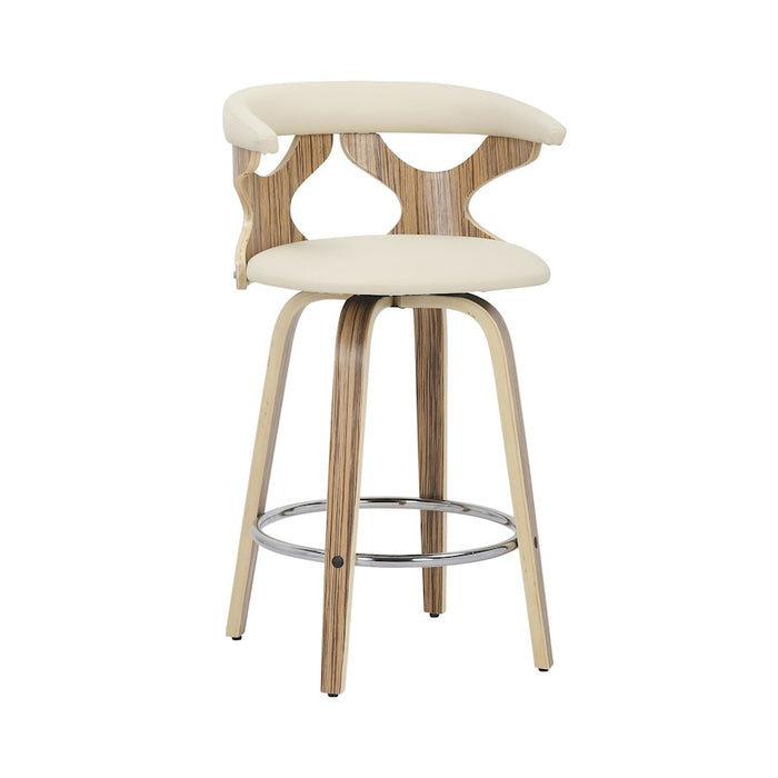 LumiSource Gardenia Counter Stool, Set of 2, Zebra/Cream/Chrome