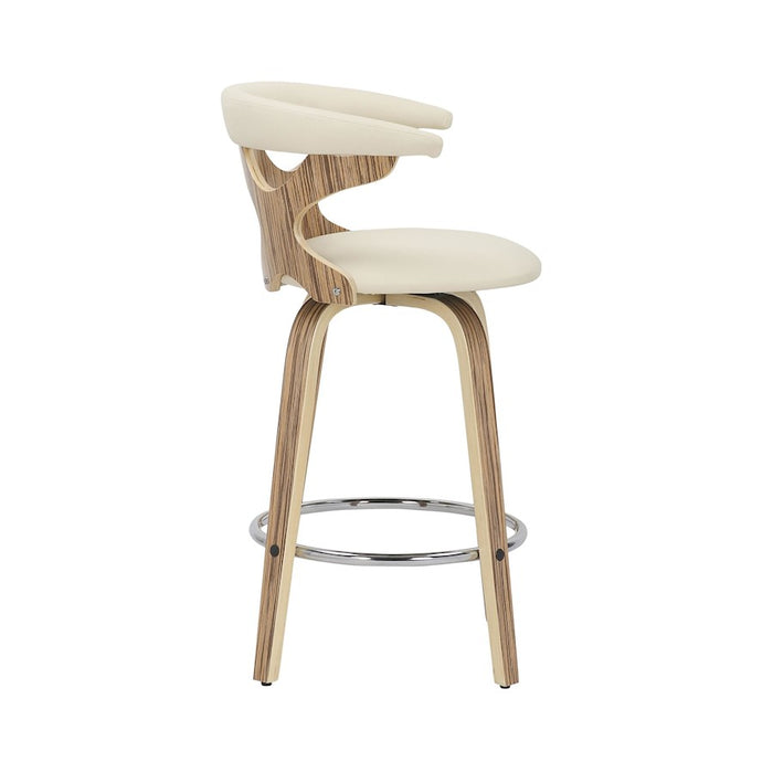 LumiSource Gardenia Counter Stool, Set of 2, Zebra/Cream/Chrome