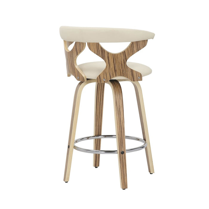 LumiSource Gardenia Counter Stool, Set of 2, Zebra/Cream/Chrome