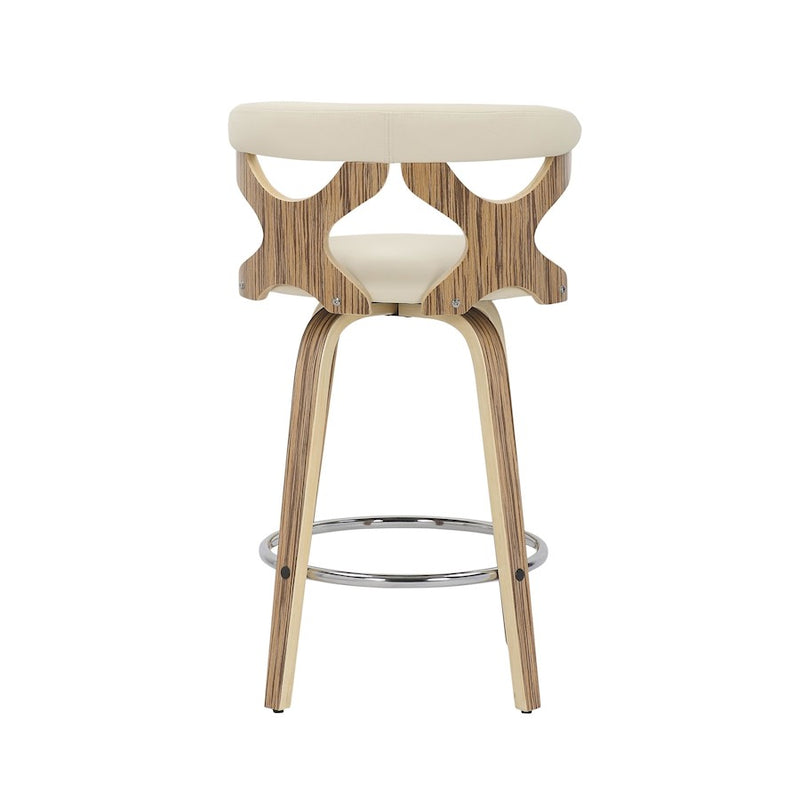 LumiSource Gardenia Counter Stool, Set of 2, Zebra/Cream/Chrome