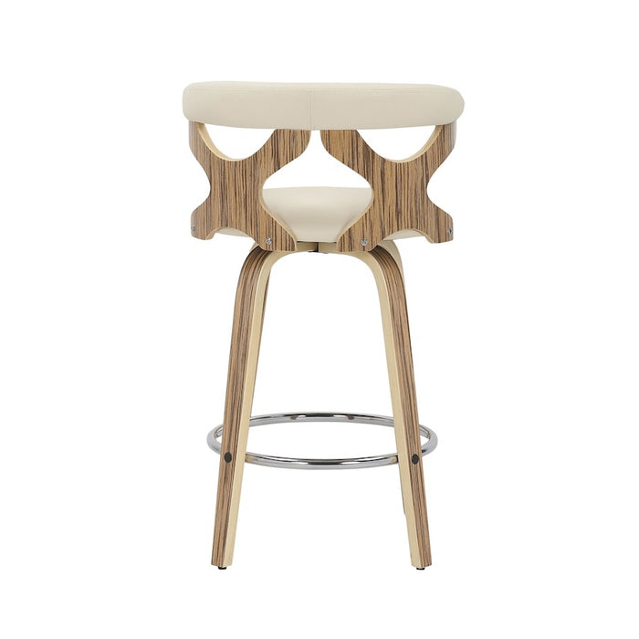 LumiSource Gardenia Counter Stool, Set of 2, Zebra/Cream/Chrome