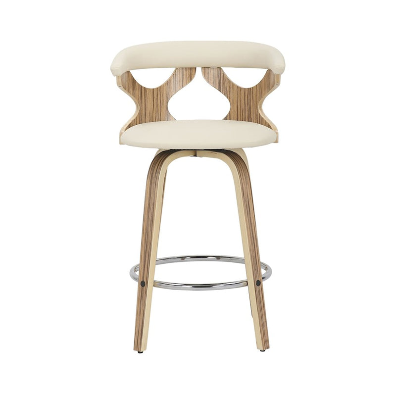 LumiSource Gardenia Counter Stool, Set of 2, Zebra/Cream/Chrome