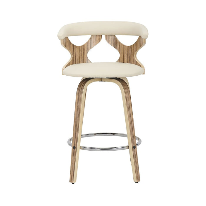 LumiSource Gardenia Counter Stool, Set of 2, Zebra/Cream/Chrome