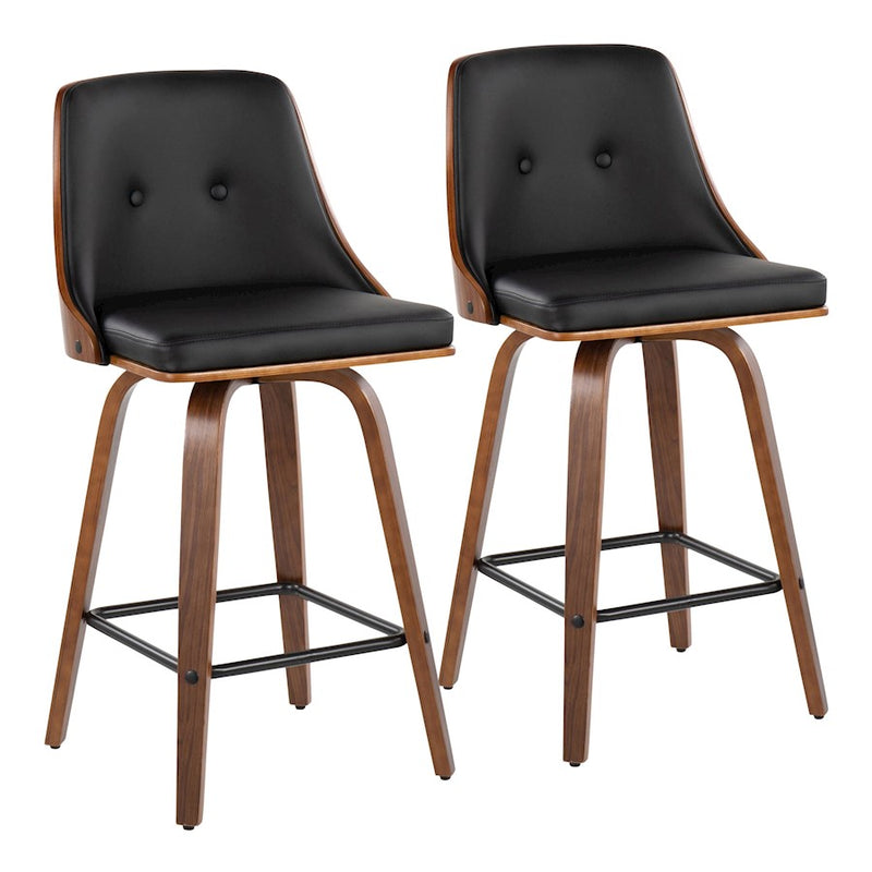 LumiSource Gianna Counter Stool, Set of 2, Walnut/Black - B26-GNN2-SWVXWLBK2