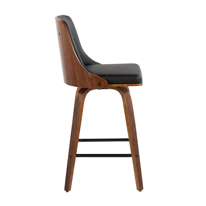 LumiSource Gianna Counter Stool, Set of 2, Walnut/Black