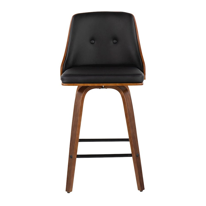 LumiSource Gianna Counter Stool, Set of 2, Walnut/Black