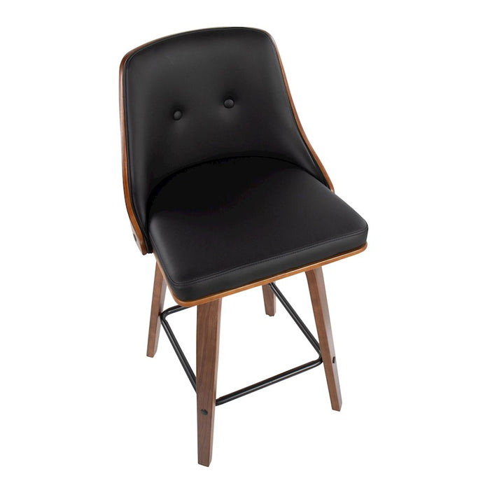 LumiSource Gianna Counter Stool, Set of 2, Walnut/Black