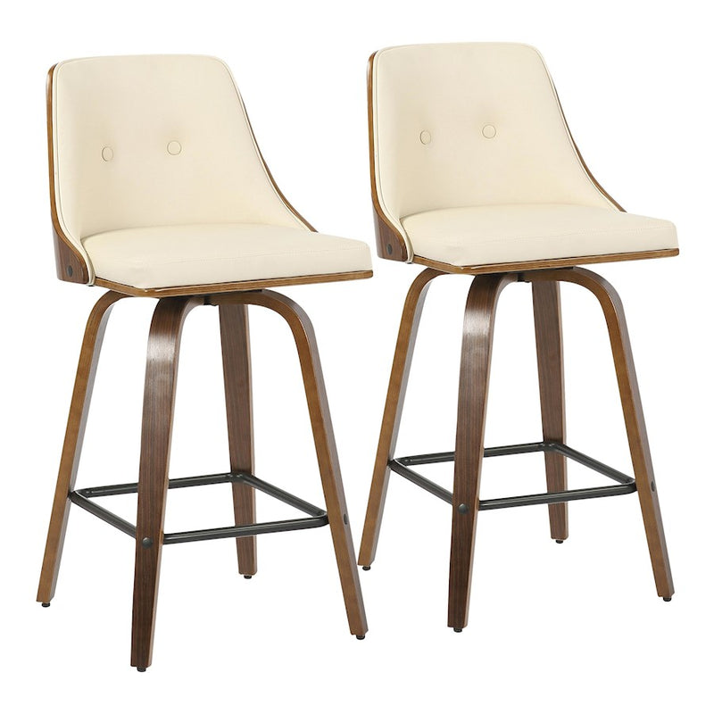 LumiSource Gianna Counter Stool, Set/2, Walnut/Cream/Black - B26-GNN2-SWVXWLCR2