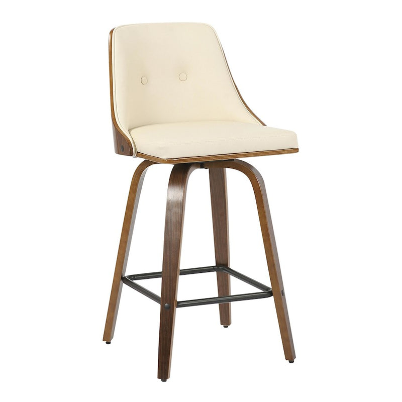 LumiSource Gianna Counter Stool, Set of 2, Walnut/Cream/Black