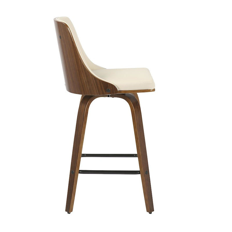 LumiSource Gianna Counter Stool, Set of 2, Walnut/Cream/Black