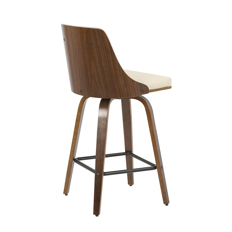 LumiSource Gianna Counter Stool, Set of 2, Walnut/Cream/Black