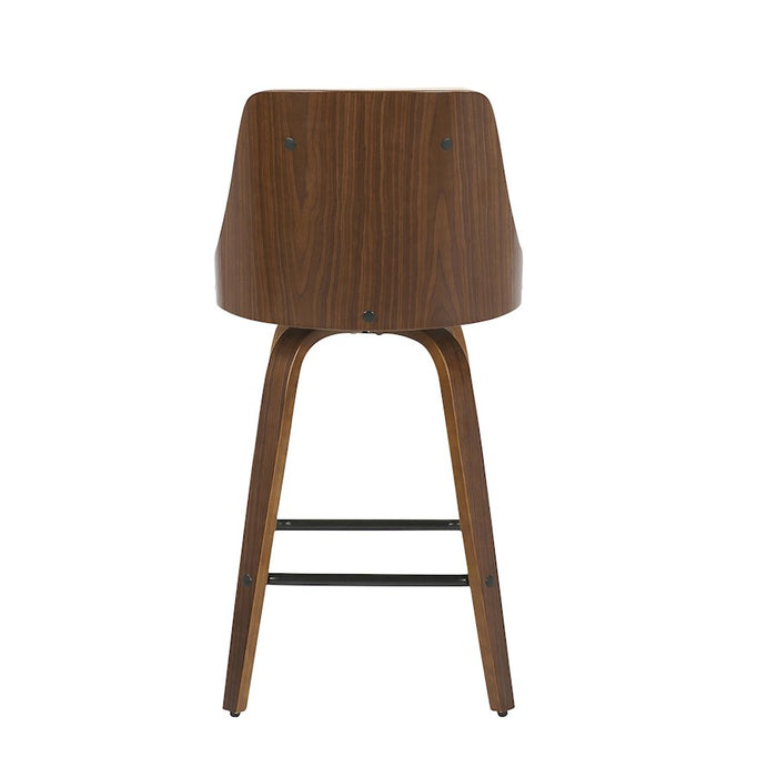 LumiSource Gianna Counter Stool, Set of 2, Walnut/Cream/Black