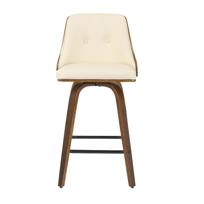 LumiSource Gianna Counter Stool, Set of 2, Walnut/Cream/Black