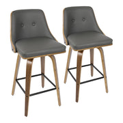 LumiSource Gianna Counter Stool, Set/2, Walnut/Grey/Black - B26-GNN2-SWVXWLGY2