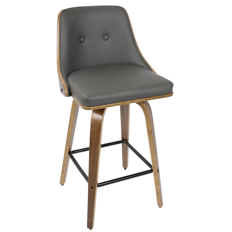 LumiSource Gianna Counter Stool, Set of 2, Walnut/Grey/Black