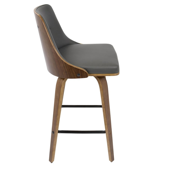 LumiSource Gianna Counter Stool, Set of 2, Walnut/Grey/Black