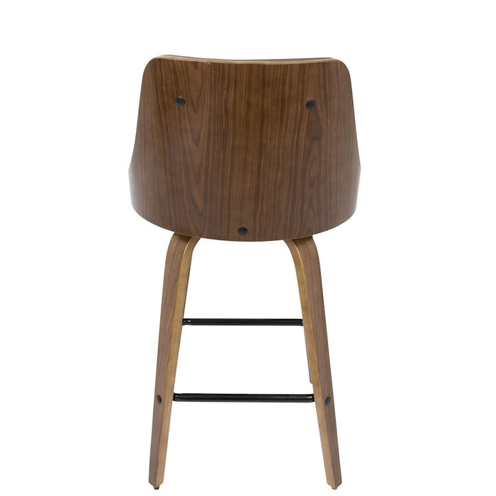 LumiSource Gianna Counter Stool, Set of 2, Walnut/Grey/Black