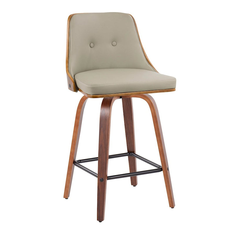 LumiSource Gianna Counter Stool, Set of 2, Walnut/Lt GY/Black