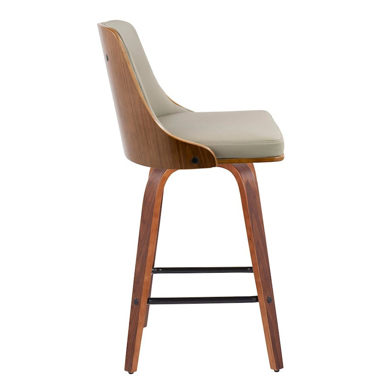 LumiSource Gianna Counter Stool, Set of 2, Walnut/Lt GY/Black