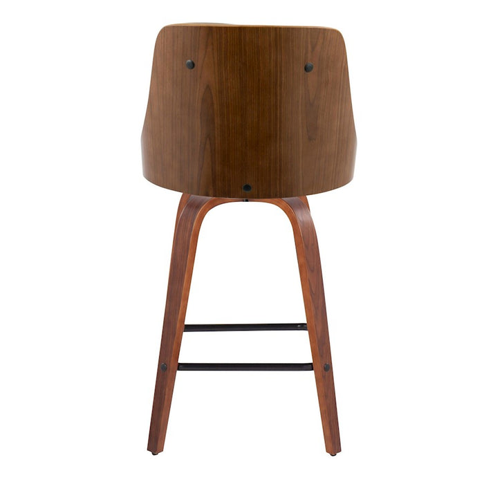 LumiSource Gianna Counter Stool, Set of 2, Walnut/Lt GY/Black