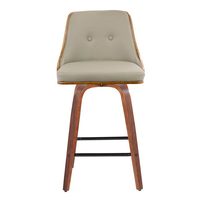 LumiSource Gianna Counter Stool, Set of 2, Walnut/Lt GY/Black