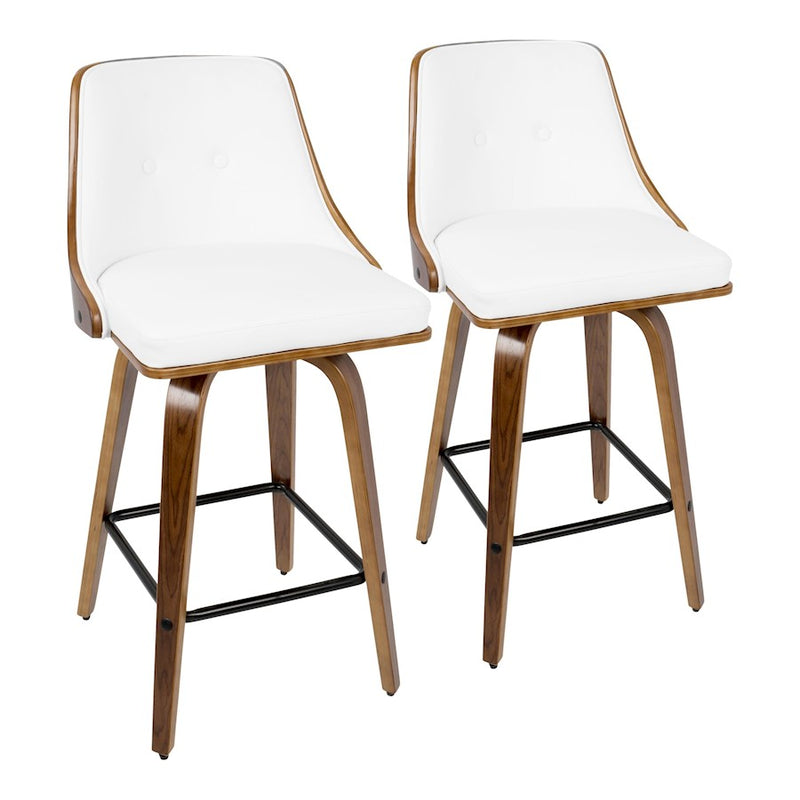 LumiSource Gianna Counter Stool, Set/2, Walnut/White/Black - B26-GNN2-SWVXWLW2