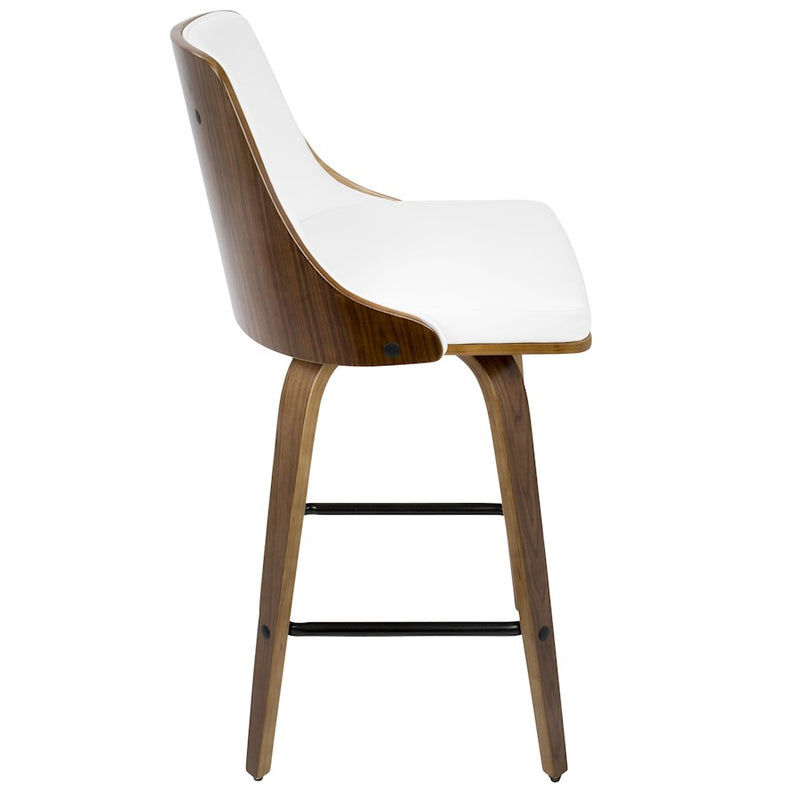 LumiSource Gianna Counter Stool, Set of 2, Walnut/White/Black