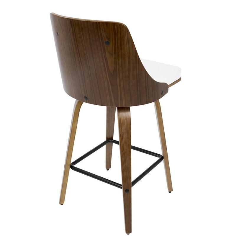 LumiSource Gianna Counter Stool, Set of 2, Walnut/White/Black