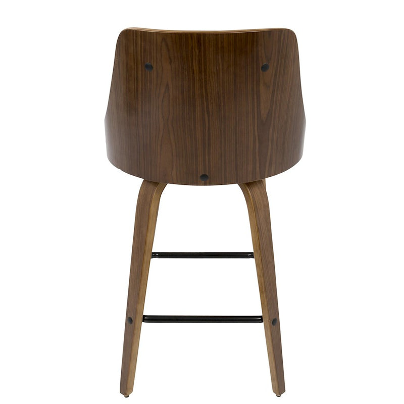 LumiSource Gianna Counter Stool, Set of 2, Walnut/White/Black
